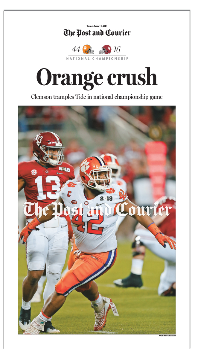 The Post and Courier Clemson NCAA 2018 National Football Championship Front Page Poster 3.