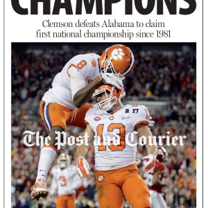 '- Coming Soon - The Post and Courier Clemson NCAA 2016 National Football Championship Front Page Poster