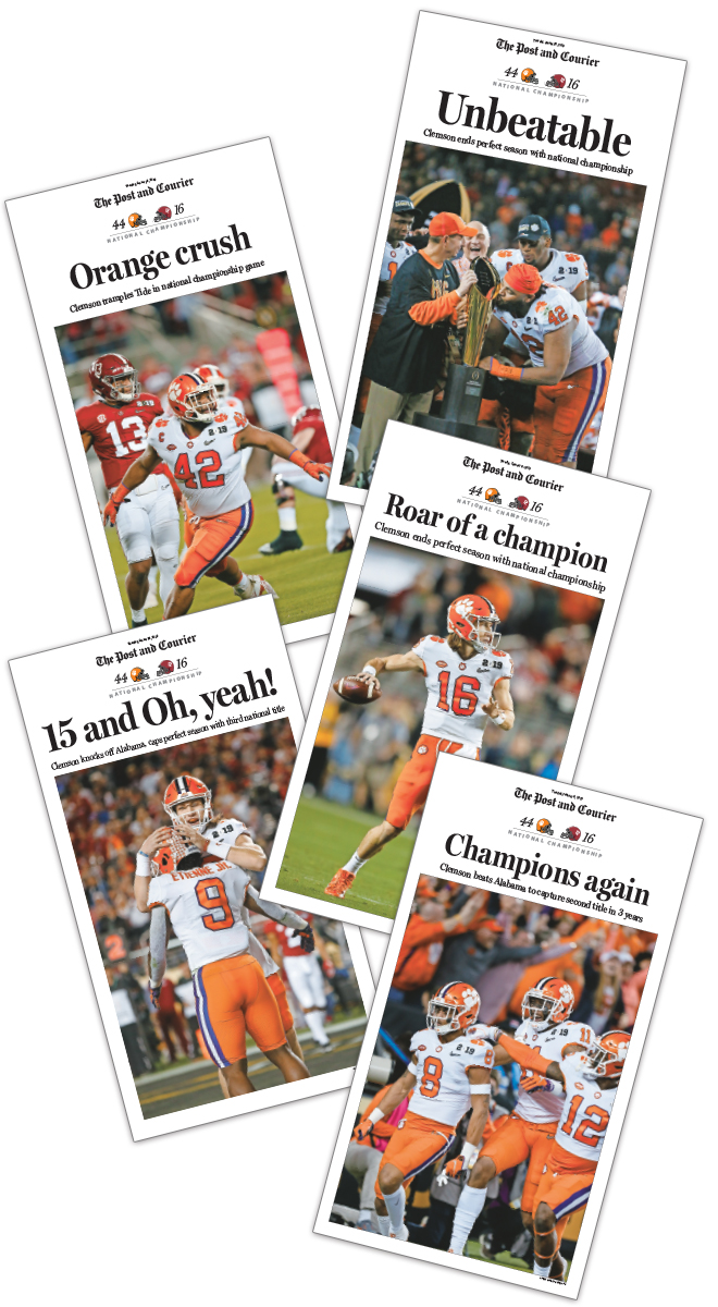The Post and Courier Clemson NCAA 2018 National Football Championship Front Page Poster Pack