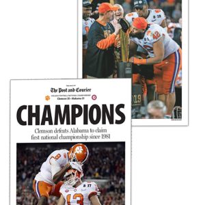 The Post and Courier Clemson NCAA 2018 & 2016 Championship Front Page Posters